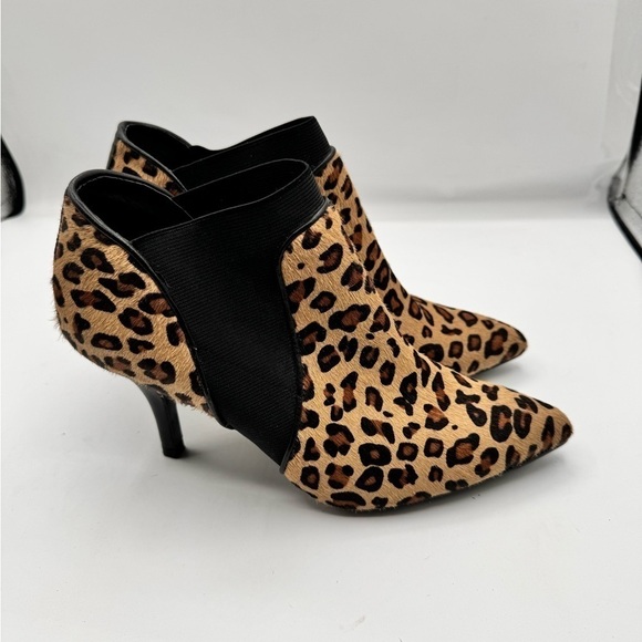 Vaneli Womens Black Brown Tan Cheetah Print Elastic Side Panels Booties SZ 7.5 W - Picture 3 of 8